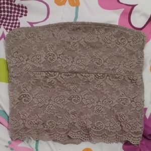 A Classy Chic Boutique Lace Tube Top in Taupe
